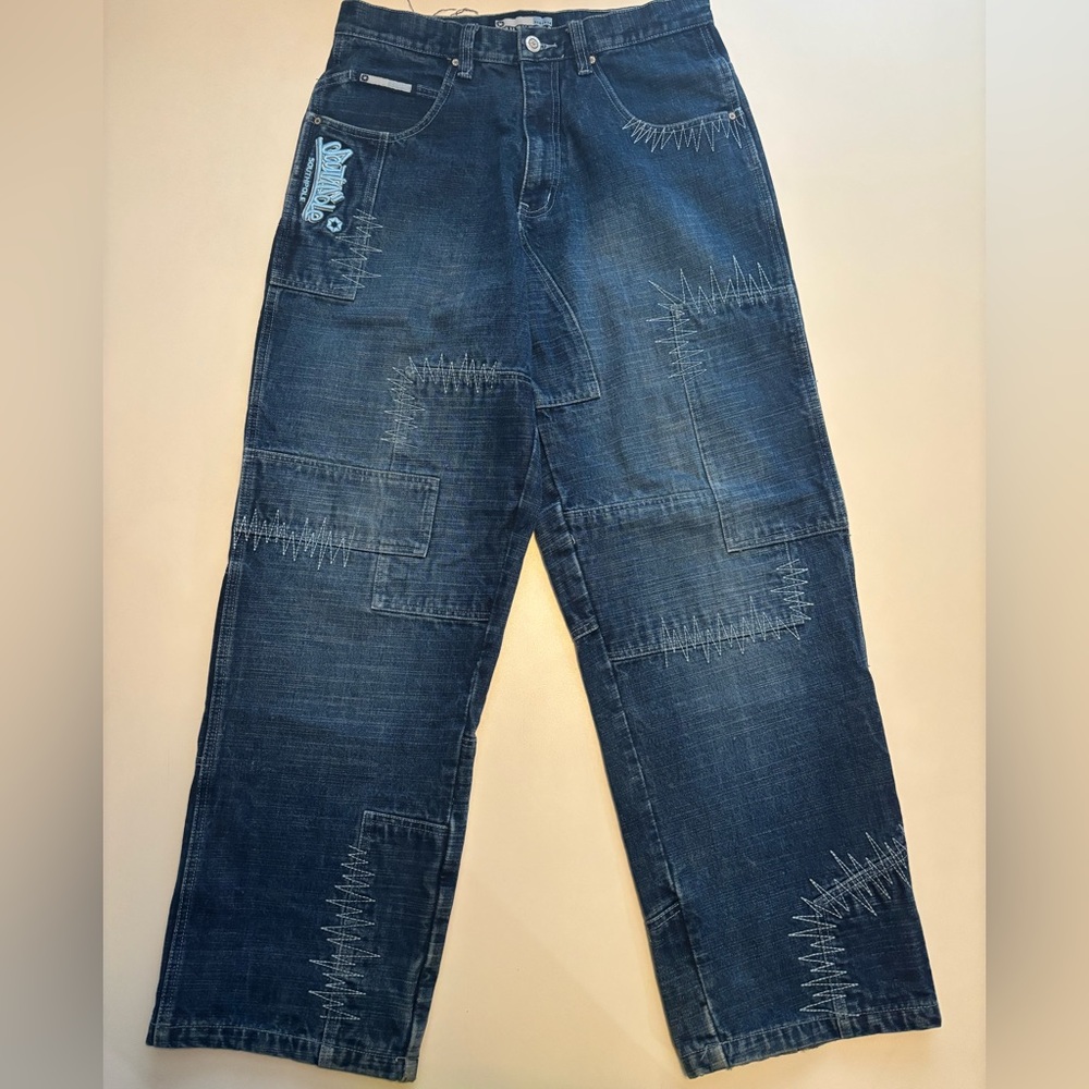 Vintage embroidery patchwork South Pole baggy hip hop jeans